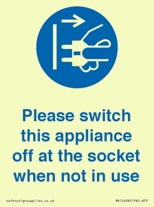 Please switch this appliance off at the socket when not in use